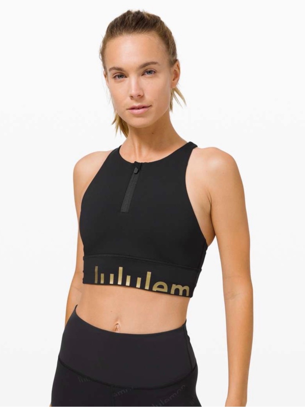 Lululemon Energy Bra High Neck Long Line Zip Special Edition Black Size 4